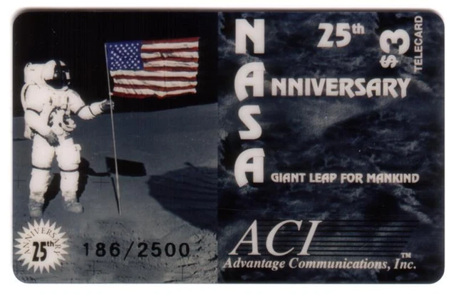 $3. NASA Moon Landing 25th Anniversary 'A Giant Leap For Mankind' Phone Card