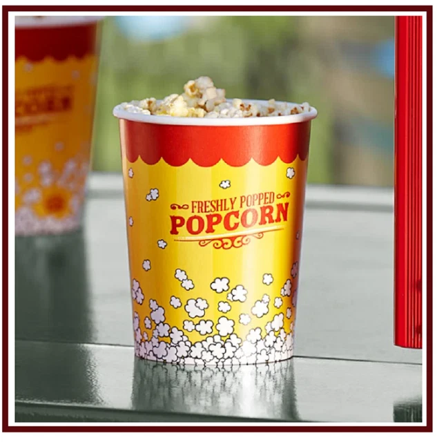 (500-Pack) 32 oz. Popcorn Cup Round Paper Movie Theatre Concession Stackable*