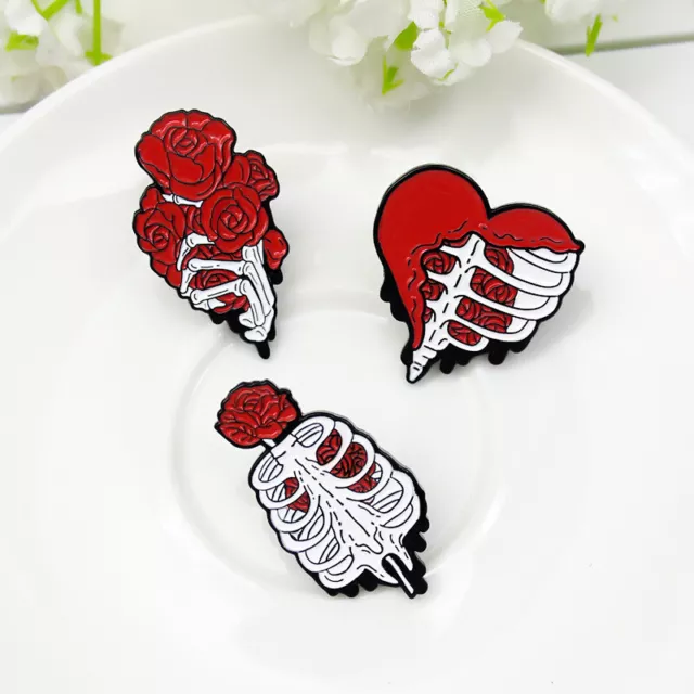 Calavera Mano Broche de Flor Solapa Esmalte Pins Joyería Regalo Al por M <