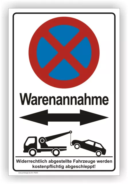 Warenannahme,Pfeil recht und links Parkverbot,Abschleppsymbol,Schild P0203