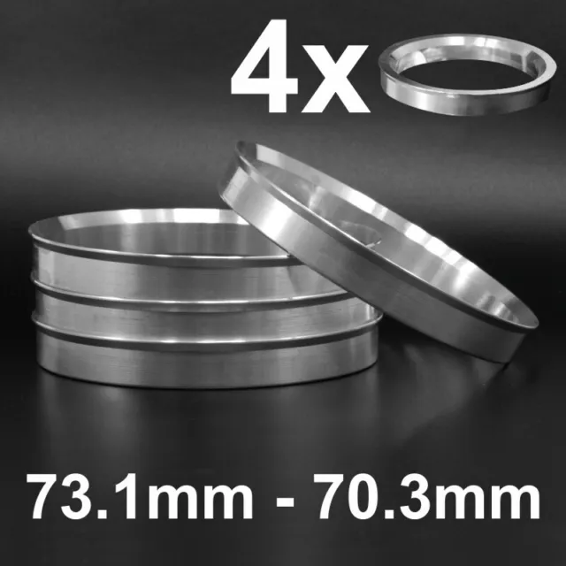 4x Aluminium metal Spigot Rings 73,1-70,5 Car Alloy Wheel Hub centric 73.1-70.5