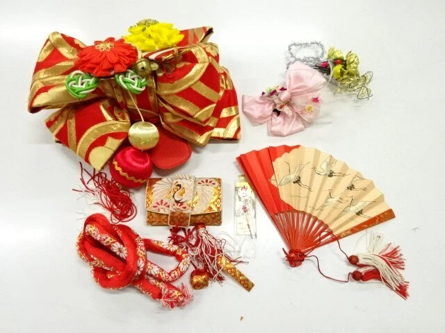 44860# Japanese Kimono / Shichi-Go-San Set For Girls / Flowers