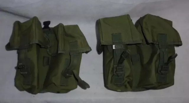 Pair of British Military Green PLCE 90 SA80 Ammo Ammunition Double Pouch Webbing