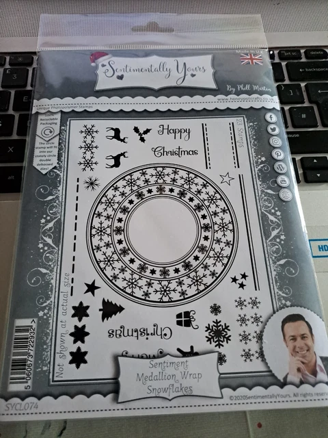 Sentimentally Yours Sentiment Medallion Wrap Stamp Snowflakes