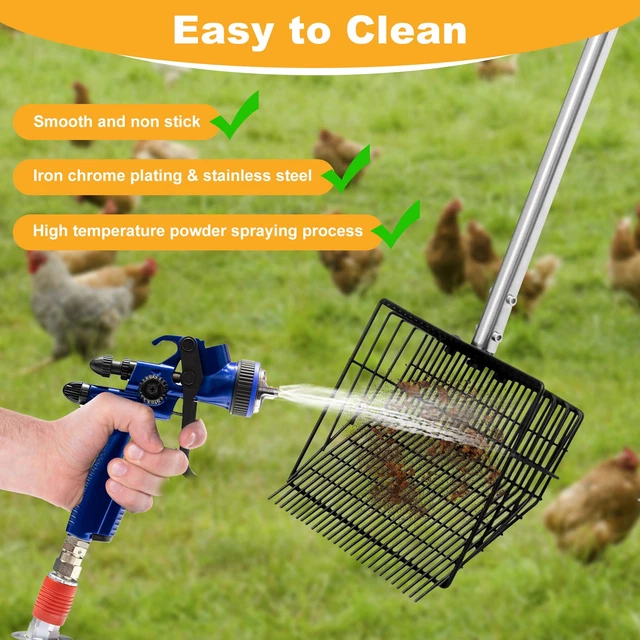 CHICKEN POOP SCOOPER and Rake 2 in 1 with Adjustable