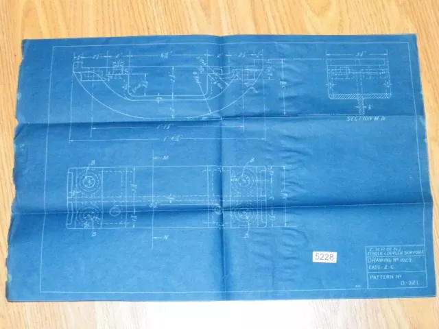 Central Railroad New Jersey railroad Blueprint Tender Coupler Support CRR of NJ