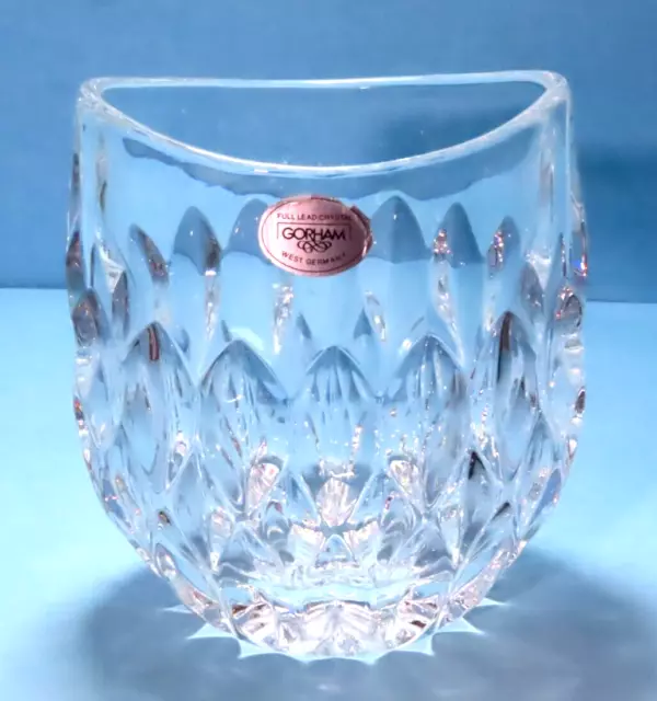 Gorham Full Lead Crystal Althea Collection Oval Pocket Vase 4.75” West Germany