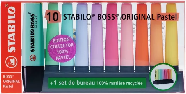 Surligneur STABILO BOSS ORIGINAL Stylos marqueurs surligneurs Ensemble  complet de 7 Idéal pour les notes de révision, l'école et le bureau -   France