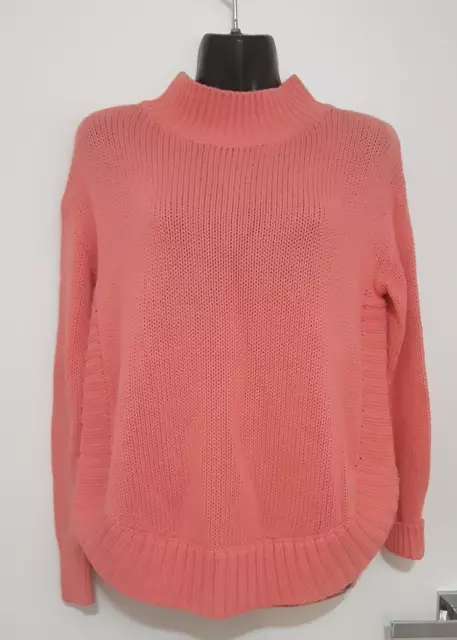 Size Xs Women's Coral Color Long Sleeve Knitted High Neck  Zaket & Plover Jumper