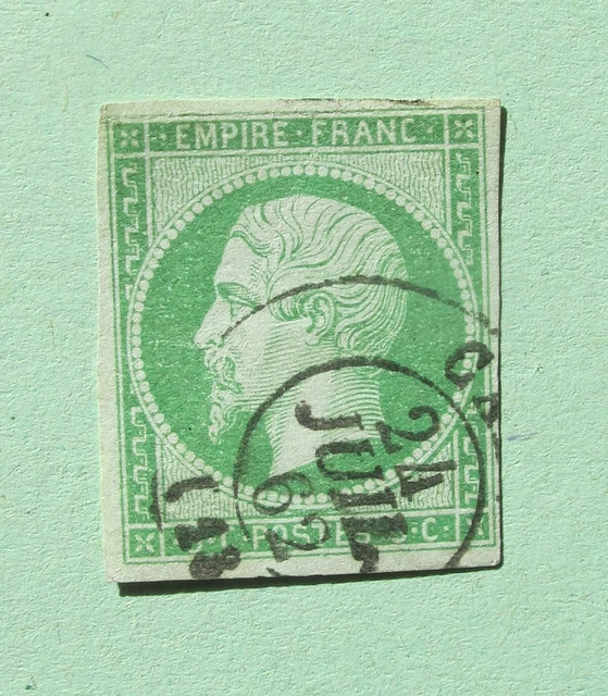 Timbre France Classique N°12 Napoléon 5c Vert - Neuf Sans Gomme, 4 Marges (avant 1900)