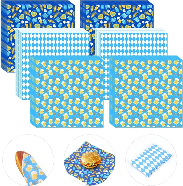 120 Pcs Oktoberfest Wax Paper Dry Waxed Deli Paper Sheets 12X12 Inch Sandwich Wr