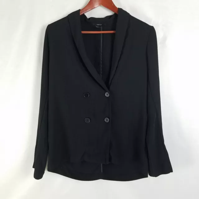 Forever 21 Blazer Womens Small Solid Black Long Sleeve Single Breasted Jacket