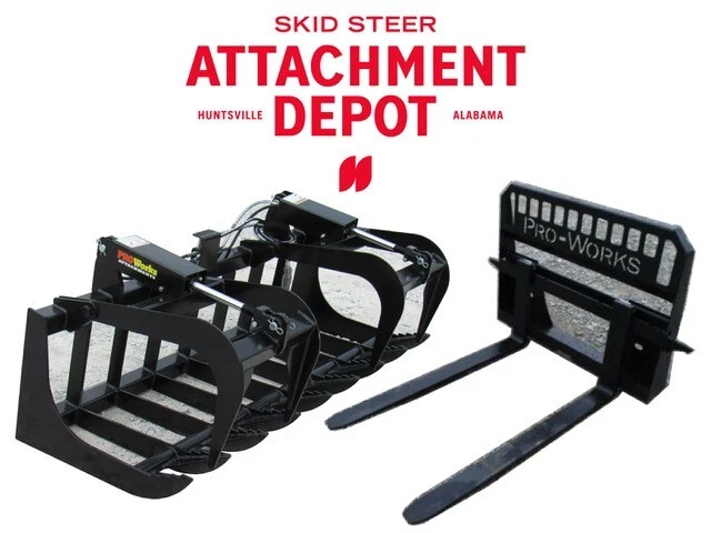 66" Root Grapple Bucket and 48" Long Pallet Forks Attachment Combo Quick Attach 66" Root Grapple Bucket and 48" Long Pallet Forks Attachment Combo Quick Attach