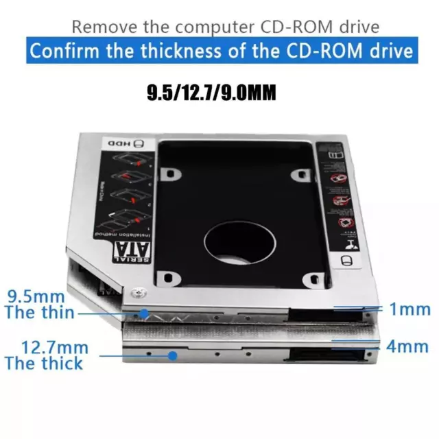 1X HDD Universal CD/DVD Caddy SATA to SATA Hard Drive O Adapter For Laptop] J7E4