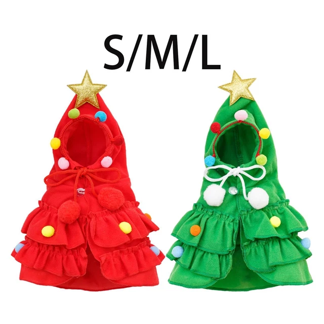 Costume natalizio per animali Mantello verde per albero di Natale con cappello
