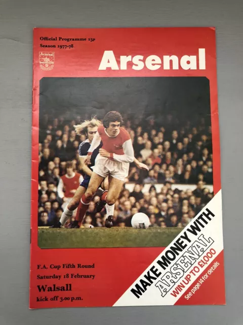 18/02/1978 Arsenal v Walsall - FA Cup Fifth Round - 1977/78