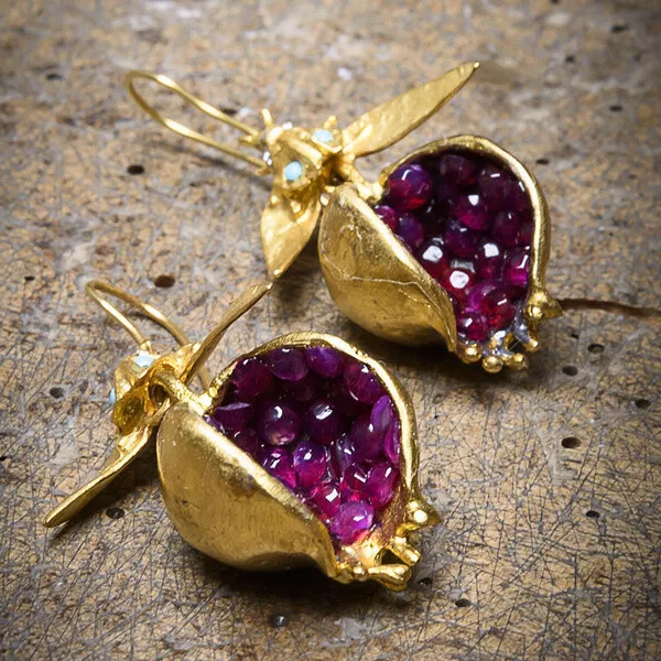 Yellow Gold Filled Purple Cubic Zirconia Drop Dangle Earrings Women Jewelry