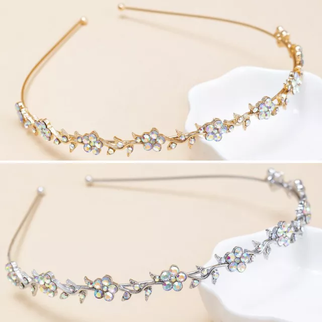 Metal Gold Silver Headband Hair Accessories Rhinestones Crystal Thin Hair Hoop