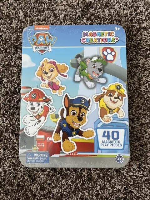 Magnetic Creations Nickelodeon Paw Patrol Tin 40 Magnetic Play Pieces Brand New