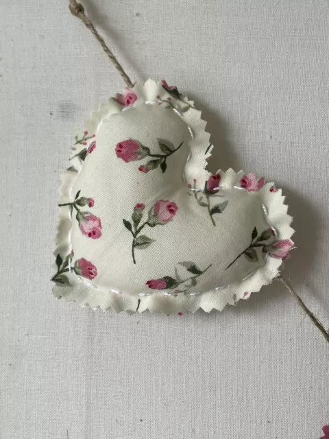 HERZ GIRLANDE JAGD in rosa Blumenmuster & rosa fleckigen Stoffen ~ 7