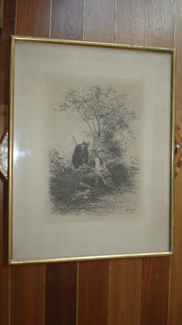 Aquarelle Ancienne Chasseur Alpin Encadrée - Fin XIXe, Original Avec Rousseurs
