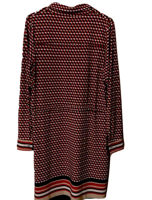 Tommy Hilfiger  Women's Belted Geometric Print Shirt Dress Size12 PINK 3