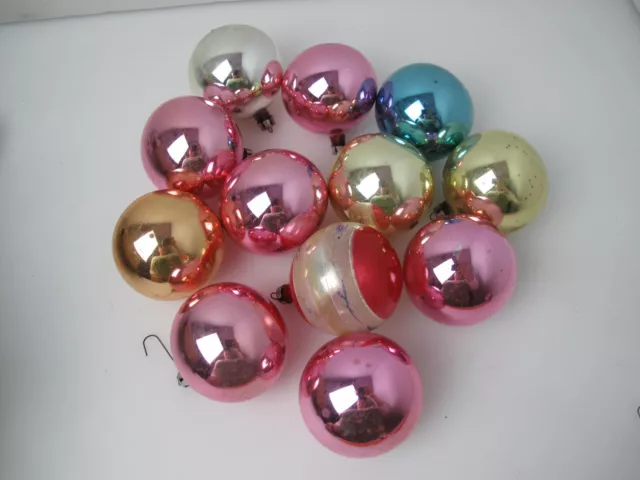 Lot of 12 Vintage Mercury Glass Christmas Ornaments Made In Poland