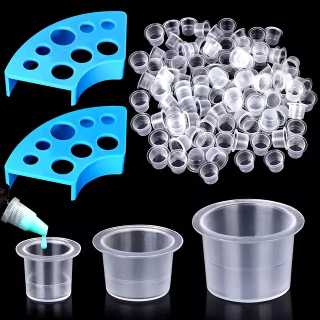 300 Stück Tattoo Farbkappen Cups Mit 2 Cups Halterungen, 100 Kleine 100 Mittlere