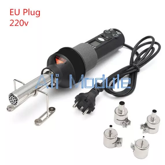 220V EU Plug LCD 450W Electronic Hot Air Heat Gun Soldering Station 9 Nozzles