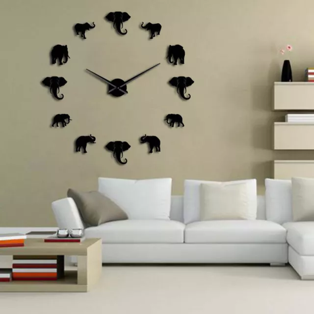 Horloge Murale Éléphant Unique Forme Animale Horloge Murale DIY