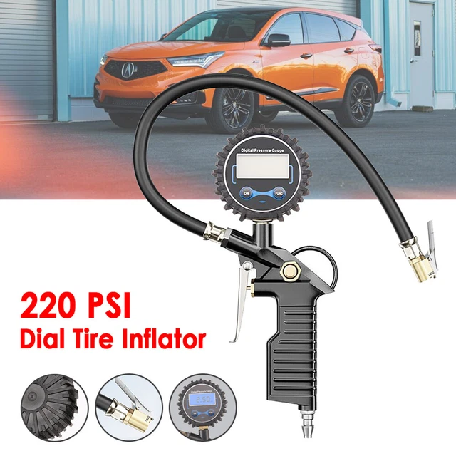 220PSI Auto Truck Tyre Tire Air Inflator Dial Pressure Meter Gauge Compressor