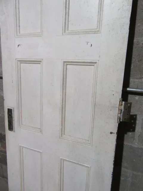 ~ ANTIQUE OAK 6 PANEL DOOR WITH HARDWARE X ~ 32 x 81.5 ARCHITECTURAL SALVAGE 9