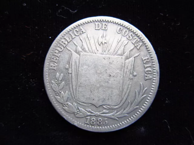 Costa Rica 50 Centavos 1885 Gw Silver Km# 124 Republica 0266# Money Coin