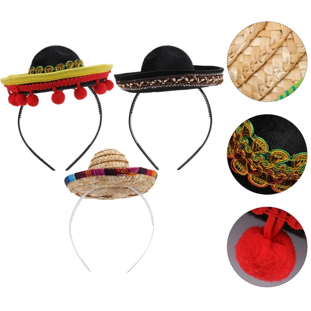 3 Pcs Mini Chapeau De Fête Mexicain Bandeau Petit Chapeau Mini-chapeau Photo