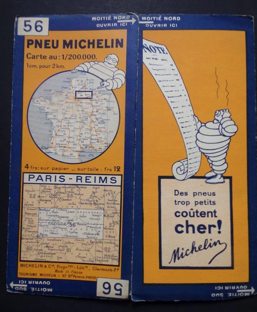 CARTE MICHELIN 94 ENVIRONS DE PARIS 1947 Guide Bibendum