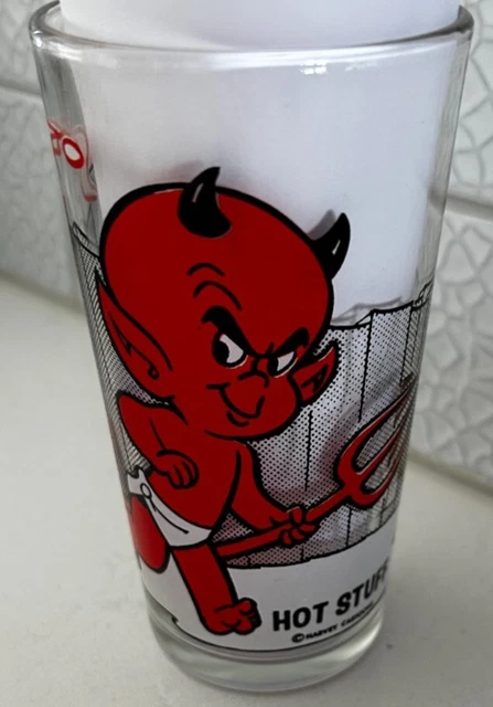 Vintage Pepsi HOT STUFF LITTLE DEVIL Drinking Glass SMALL 5" Harvey Cartoon 70s
