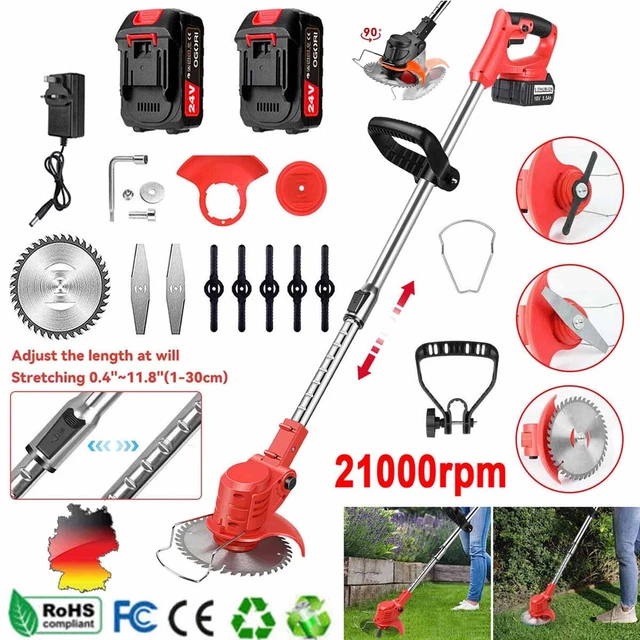 WeeLun Akku Rasentrimmer 21V - Mit 2 Batterien & Verschiedenen Klingen