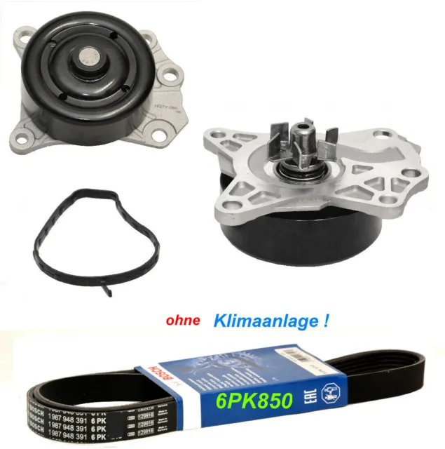 BOSCH Keilriemen 6PK850+Wasserpumpe f. CITROËN C1 PEUGEOT 107 TOYOTA AYGO YARIS