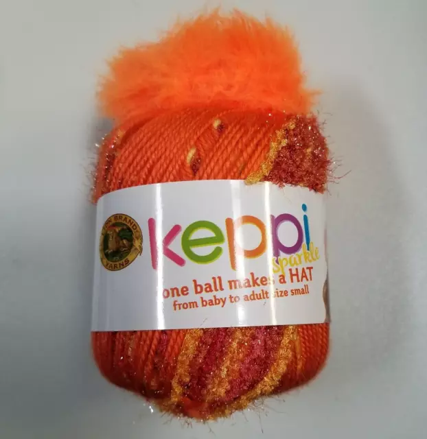 Lion Brand Keppi Tejido Naranja Efervescente Una bola hace un sombrero NUEVO