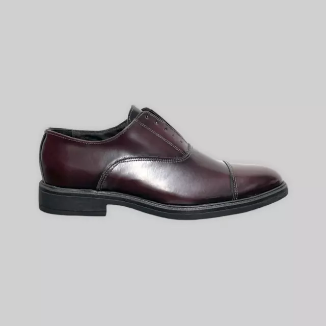 Scarpe Oxford Uomo Pelle Lucida Slip on Bordeaux classiche eleganti italiane