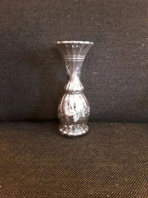 Glasvase innenversilbert innen vergoldet Bauernsilber Vase 19. Jhrd antik Glas