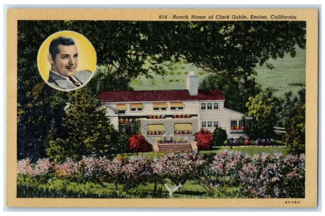 c1940 Ranch Home Clark Gable Exterior House Encino California Vintage Postcard