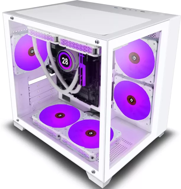 KEDIERS PC CASE - Mini Mid-Tower Computer Gaming Case Hartglas WEISS