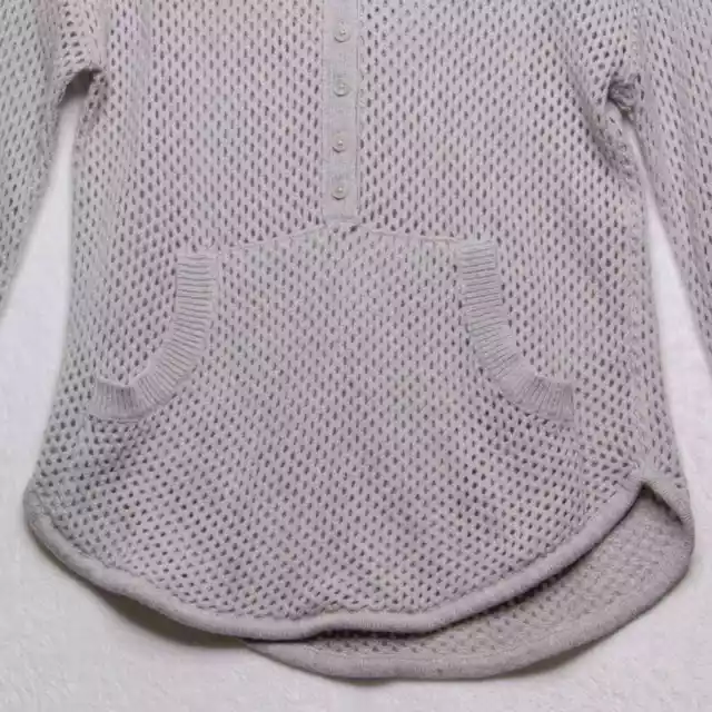 INHABIT Yak Merino Wool Open Knit Hooded Sweater Buttons Gray Sz S 3