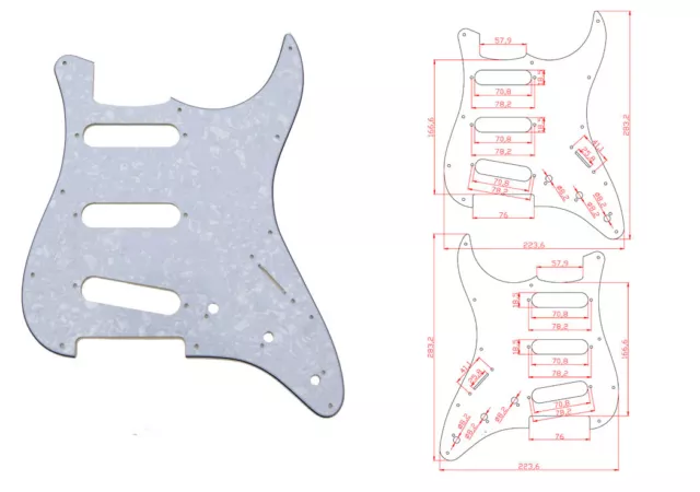 1 Electric Guitar SSS Pickguard For Fender Stratocaster Strat 3 Ply White Pearl 2