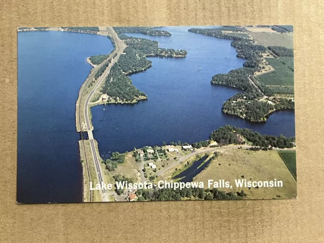 Postcard Chippewa Falls WI Wisconsin Lake Wissota Aerial View Vintage PC