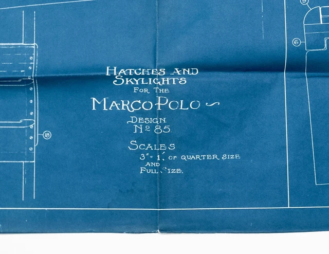 L. Francis Herreshoff Orig Vintage MARCO POLO Boat Blueprint #17/22 Hatches