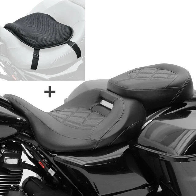 SET SB12 SEAT RH3 for Harley Touring 09 22 blk org Gel Seat Pad L