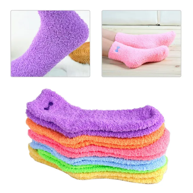 6Pairs Women Girls Fuzzy Towel Socks Cozy Soft Warm Floor Socks Winter Hosiery