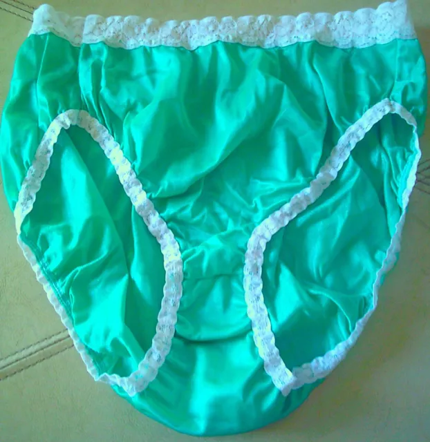 Rose Jade Green 100 Nylon And White Lace French Cut Sissy Panty 8 Xl 8 99 Picclick
